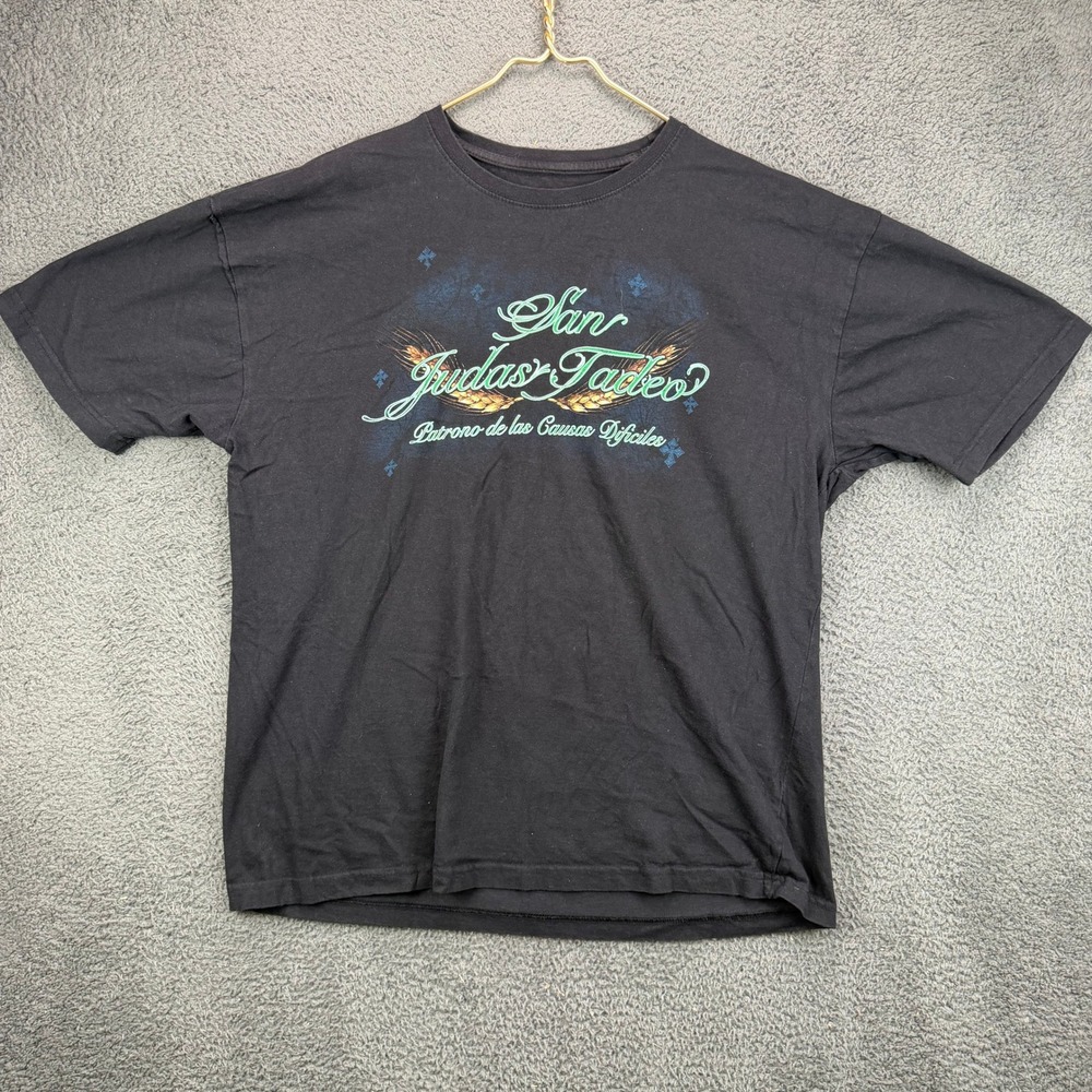 San Judas Tadeo Patrono de las‎ Causas Dificiles Black Graphic T-Shirt Mens XL